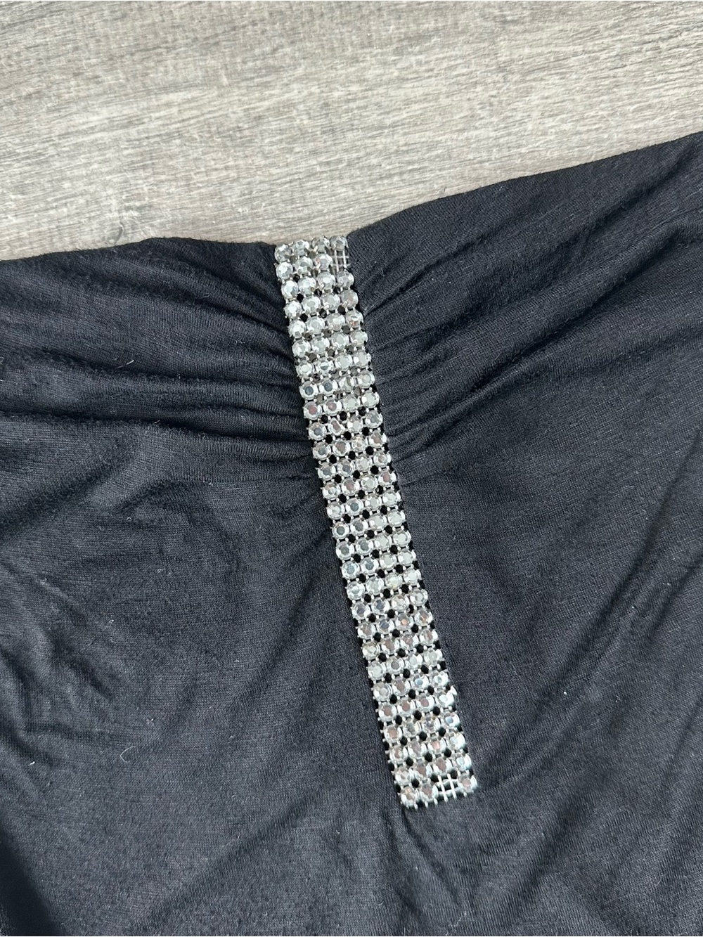 Y2K Urban Behaviour Black Strapless Tube Top with Rhinestone Front Detail - Picture 2 of 7